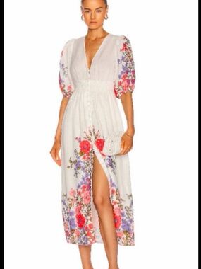 Zimmermann size 0 linen poppy dress midi -authentic (small)